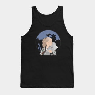 Blonde girl walking a dog Tank Top